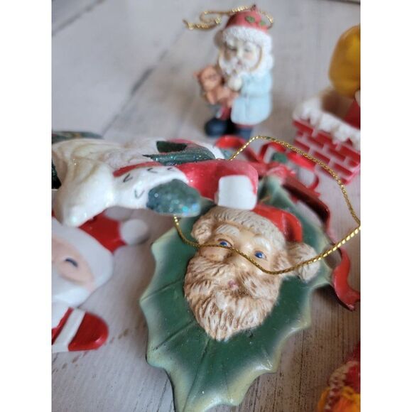 Santa Claus I heart snow mistletoe Mrs Claus teddy bear ornament Xmas set - Picture 7 of 9